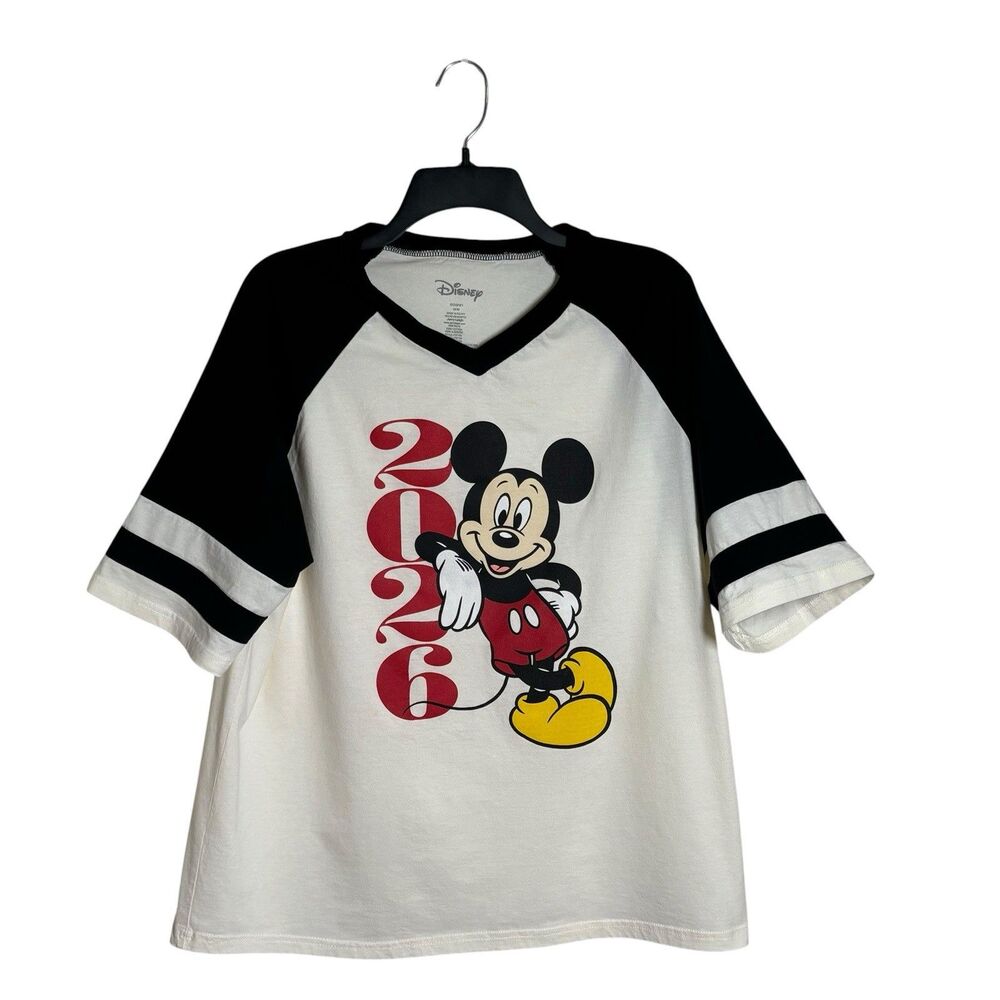 Disney Mickey Mouse Graphic Soft Cotton Jersey Tshirt Unisex M Retro Sporty